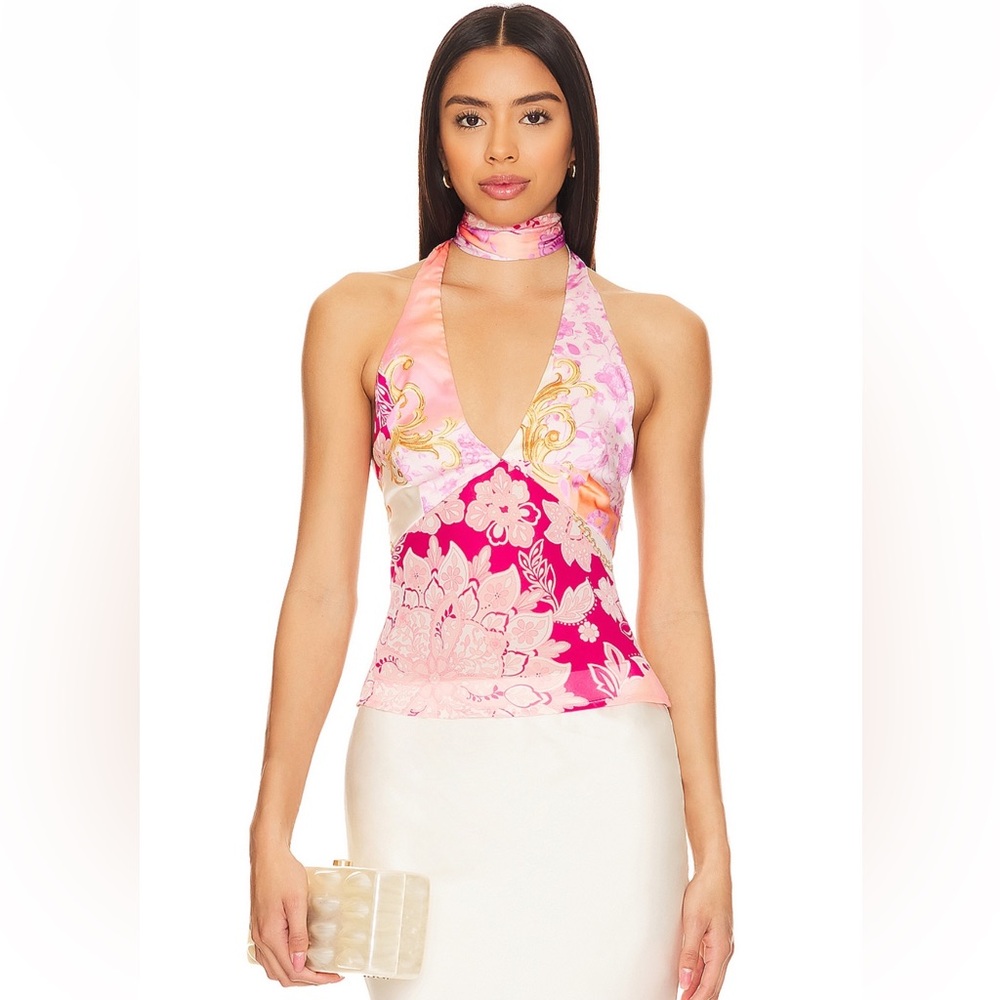*NWT* MAJORELLE Riviera Halter Top in Pink and Red Floral